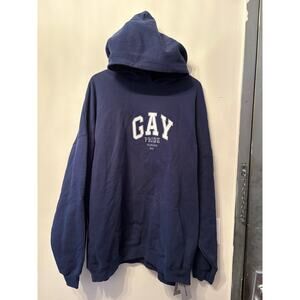 Balenciaga Gay Hoodie Navy Size Small (Oversized) BNWT